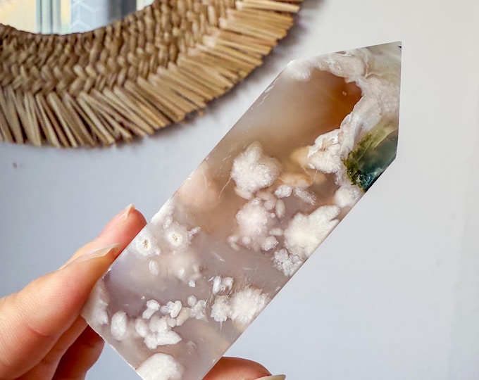 Flower agate geode Crystal tower (LY)  | High-quality flower agate crystal tower healing crystal home decor
