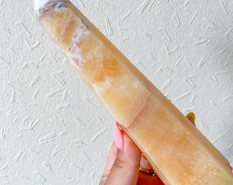 orange calcite point tower