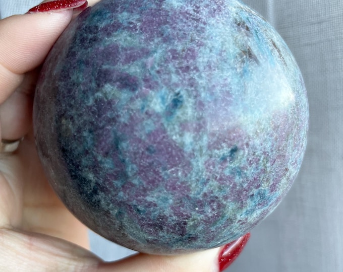 Ruby in blue kyanite crystal sphere healing crystal home decor