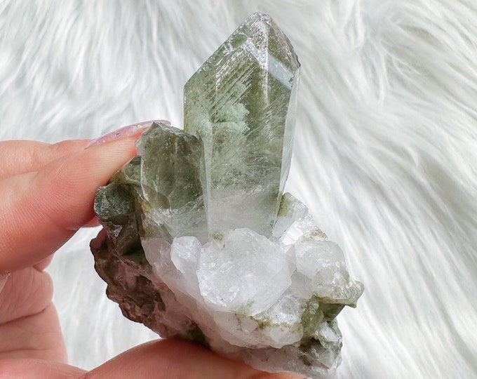 phantom chlorite quartz mineral specimen | premium crystal cluster | crystal healing home decoration | healing crystal | crystal decoration
