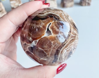 Chocolate calcite sphere | healing crystal home decoration |rare crystal specimen | birthstone gifts| wedding anniversary gift