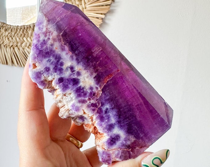 Fluorite crystal tower | Fuchsia fluorite |silk fluorite | pink fluorite | purple fluorite  crystal tower healing crystal home decoration