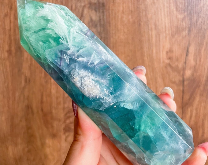 Fluorite crystal towers healing crystal home decoration | premium snowflake fluorite crystal tower