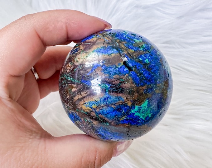 Rare Azurite with Malachite Sphere