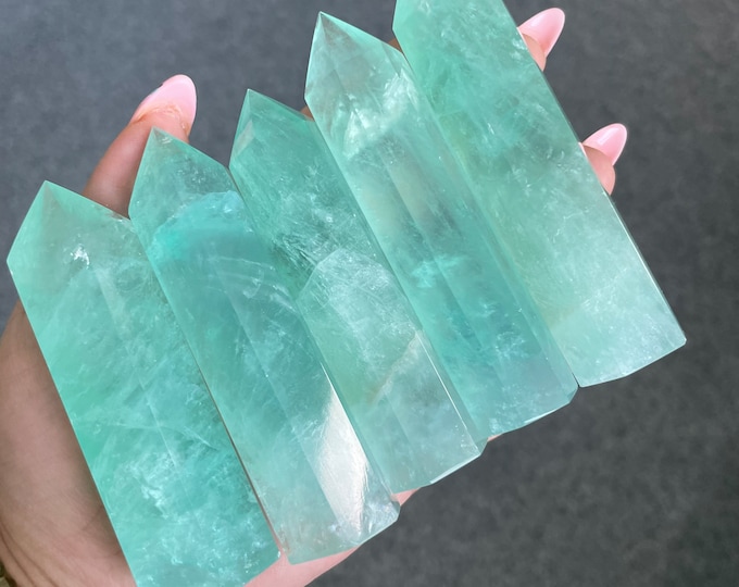 fluorite tower point healing crystal home decoration meditation reiki practice