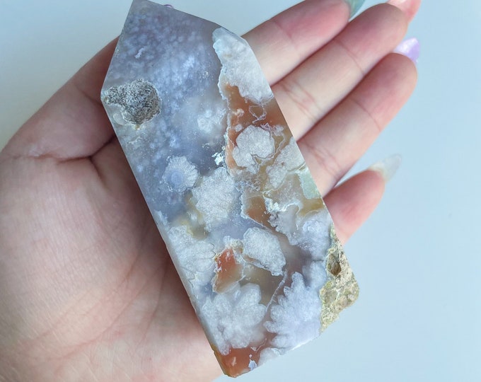 Druzy flower agate geode Crystal tower pink flower agate crystal tower healing crystal home decor