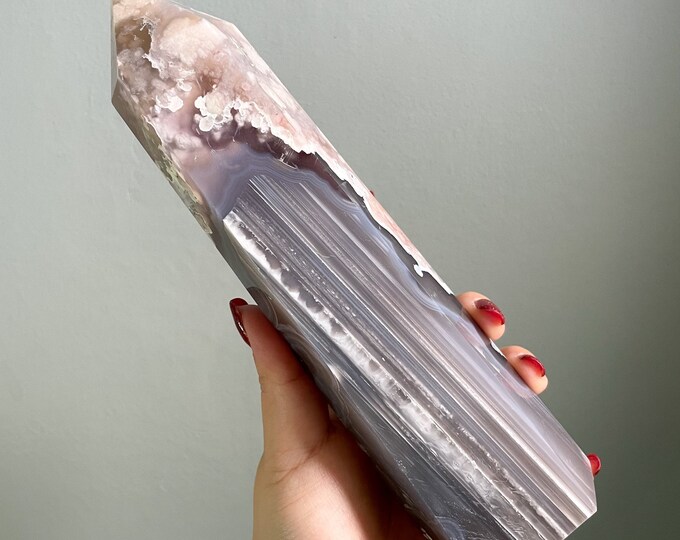 Flower agate crystal tower |cherry blossom agate home decoration | flower agate specimen | healing crystal | birthday gift|anniversary gift