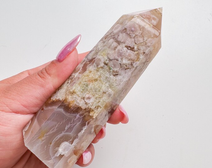 flower agate (PP) Crystal tower | flower agate crystal tower healing crystal home decor |crystal gift |unique home decor|