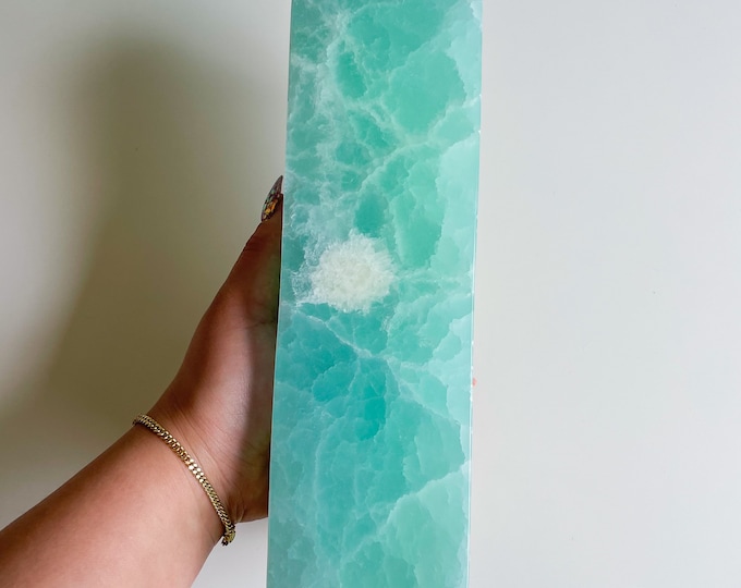Premium pistachio calcite large crystal tower chunky crystal tower healing crystal healing journey home decoration