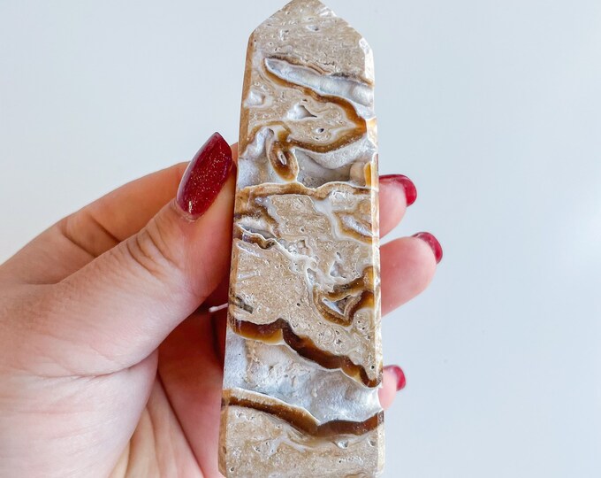 Chocolate  calcite crystal tower chunky crystal tower healing crystal healing journey home decoration