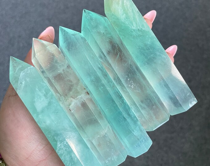 fluorite tower point healing crystal home decoration meditation reiki practice