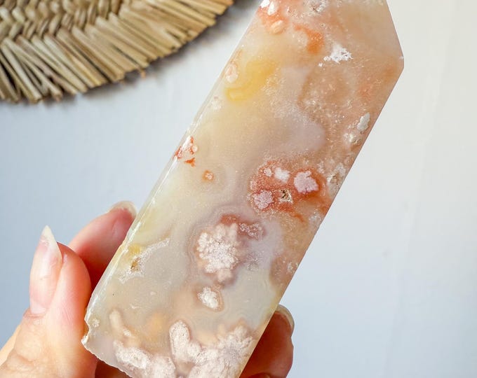 Flower agate geode Crystal tower (LY)  | High-quality flower agate crystal tower healing crystal home decor
