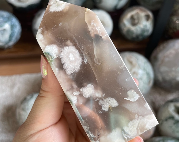 Druzy flower agate with carnelian Crystal tower carnelian flower agate crystal tower healing crystal home decor