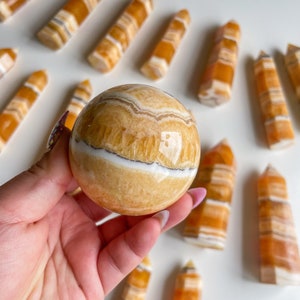 Orange Calcit Kristall Kugel Heilkristall Wohndekor