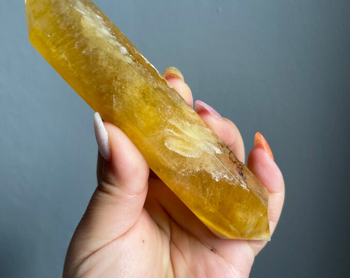 yellow fluorite DT crystal wand | Double terminated crystal wand | crystal healing crystal grid |crystal magic home decoration meditation