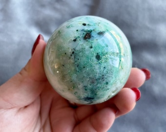 Chrysocolla in quartz sphere healing crystal home decor
