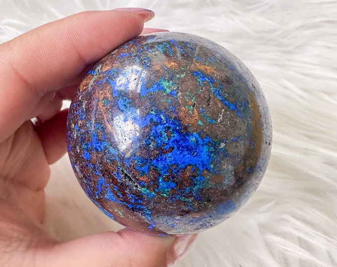 Rare Azurite with Malachite Sphere