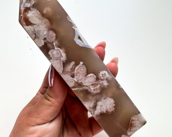 Black Flower agate crystal tower (NT) |flower agate home decoration | flower agate specimen  | unique gift| anniversary gift