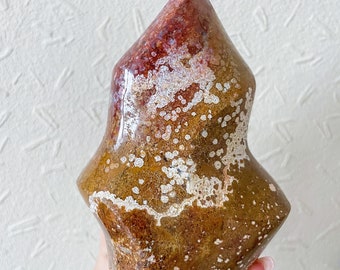 Ocean Jasper crystal flame healing crystal home decor