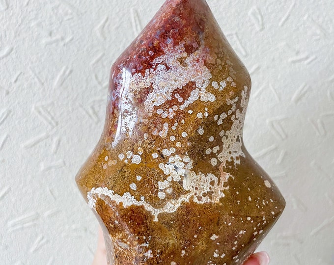 Ocean Jasper crystal flame healing crystal home decor