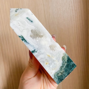 Moss agate crystal tower | moss agate home decoration | moss agate ornament | healing crystal | birthstone gifts| wedding anniversary gift