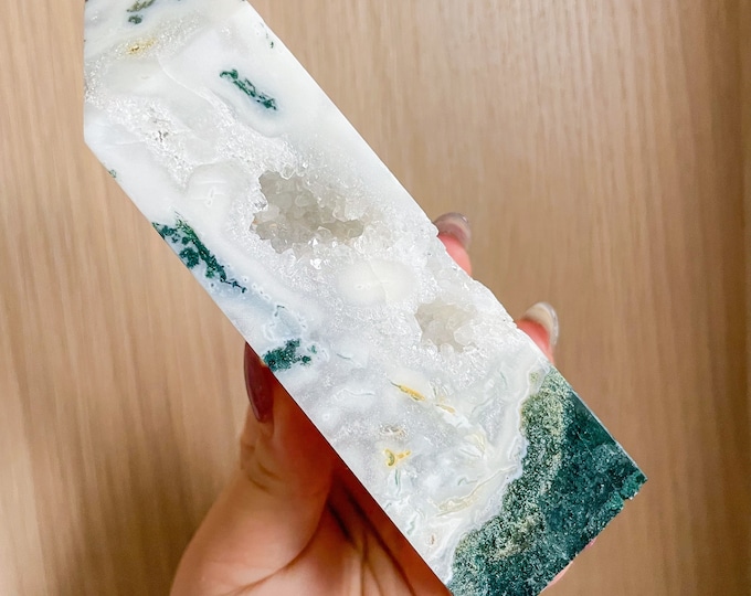 Moss agate crystal tower | moss agate home decoration | moss agate ornament | healing crystal | birthstone gifts| wedding anniversary gift