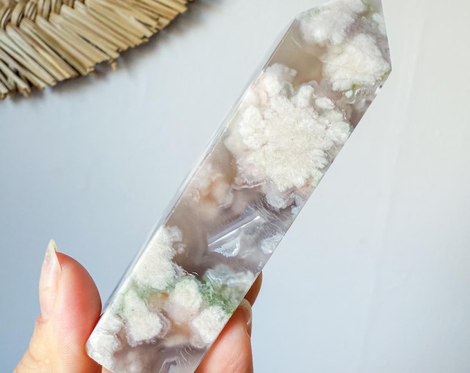Flower agate geode Crystal tower (LY)  | High-quality flower agate crystal tower healing crystal home decor