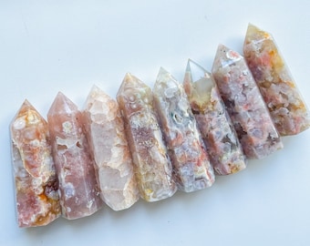Flower agate crystal tower |cherry blossom agate home decoration | flower agate specimen | healing crystal | birthday gift|anniversary gift 