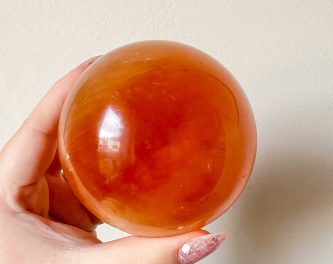Honey calcite crystal sphere healing crystal home decor