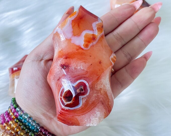 Carnelian crystal flame | Carnelian stone home decoration | carnelian stone healing crystal | birthstone gifts| wedding anniversary gift