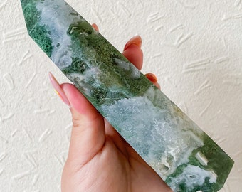 Moss agate crystal tower | moss agate home decoration | moss agate ornament | healing crystal | birthstone gifts| wedding anniversary gift