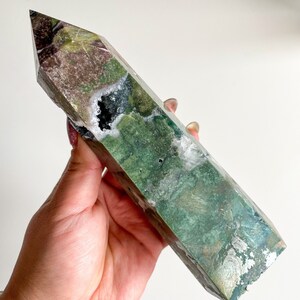 Moss agate crystal tower | moss agate home decoration | moss agate ornament | healing crystal | birthstone gifts| wedding anniversary gift