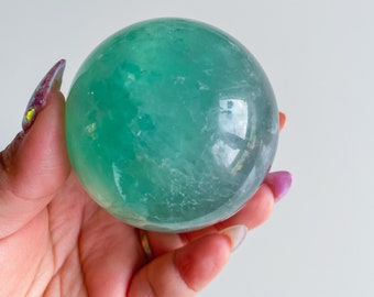 Green fluorite crystal sphere healing crystal home decor