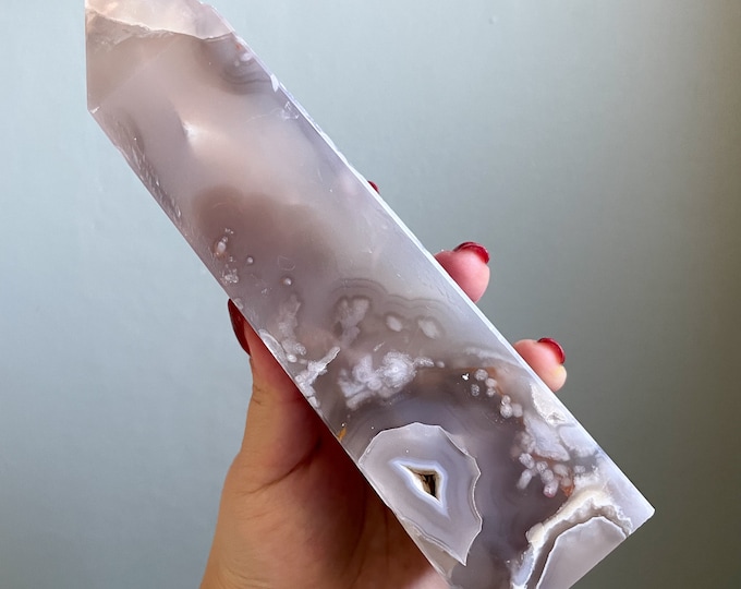 Flower agate crystal tower |cherry blossom agate home decoration | flower agate specimen | healing crystal | birthday gift|anniversary gift