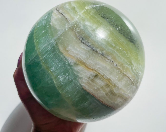 Kiwi Calcite combine Pistachio calcite 3.5 kg XL Large crystal sphere healing crystal healing journey home decoration