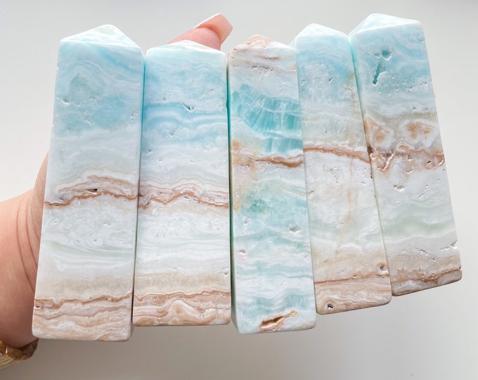Caribbean blue calcite crystal tower small crystal tower healing crystal healing journey home decoration