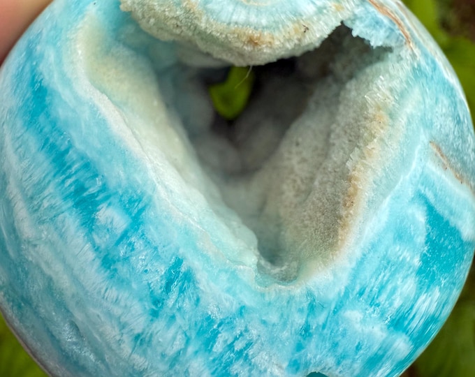 Blue aragonite crystal sphere healing crystal home decor