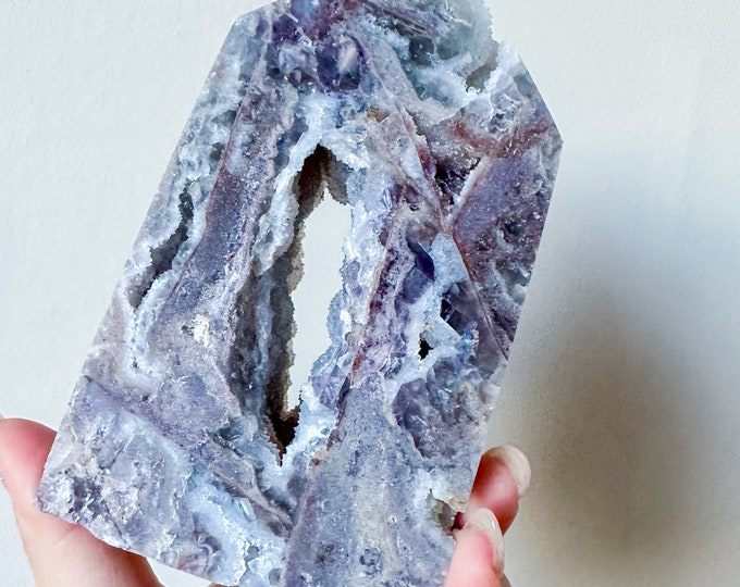 Matrix fluorite with quartz and calcite | rare fluorite crystal tower healing crystal