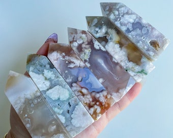 Flower agate crystal tower |cherry blossom agate home decoration | flower agate specimen | healing crystal | birthday gift|anniversary gift