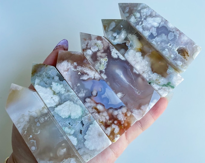 Flower agate crystal tower |cherry blossom agate home decoration | flower agate specimen | healing crystal | birthday gift|anniversary gift