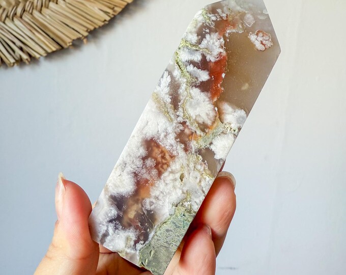 Flower agate geode Crystal tower (LY)  | High-quality flower agate crystal tower healing crystal home decor