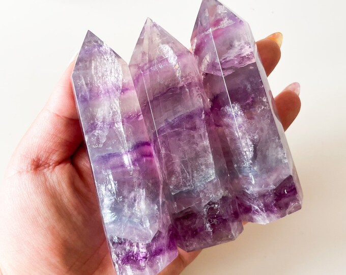 fluorite tower point healing crystal home decoration meditation reiki practice