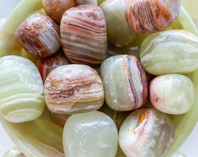 Green onyx polished Tumblestone Healing Crystals