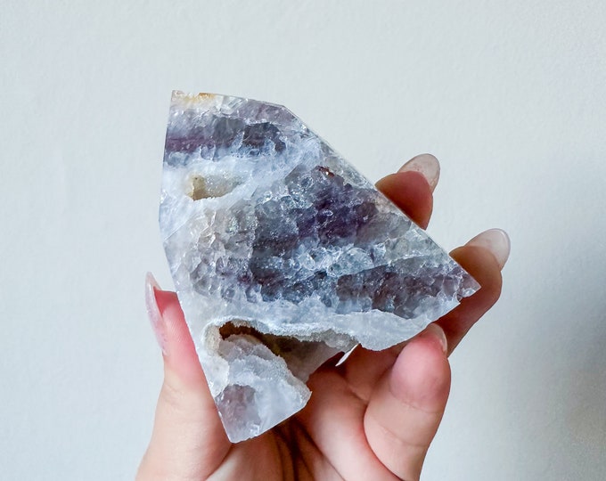 Matrix fluorite with quartz and calcite | rare fluorite crystal tower healing crystal