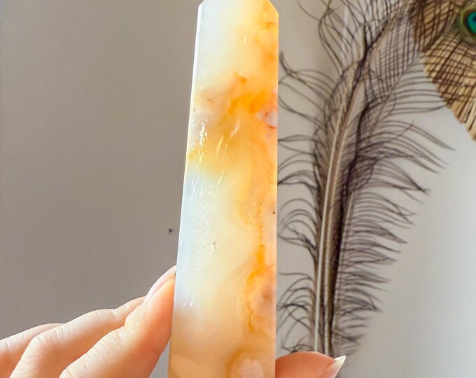 Flower agate geode Crystal tower (LY)  | High-quality flower agate crystal tower healing crystal home decor