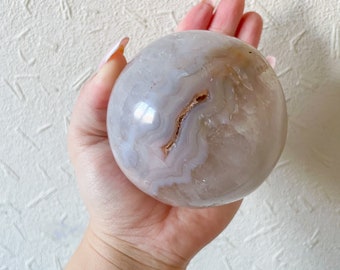 Natural Agate Sphere - High Quality Druzy Healing Crystal for Home Decor and Meditation
