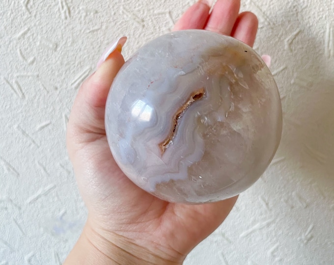 Natural Agate Sphere - High Quality Druzy Healing Crystal for Home Decor and Meditation