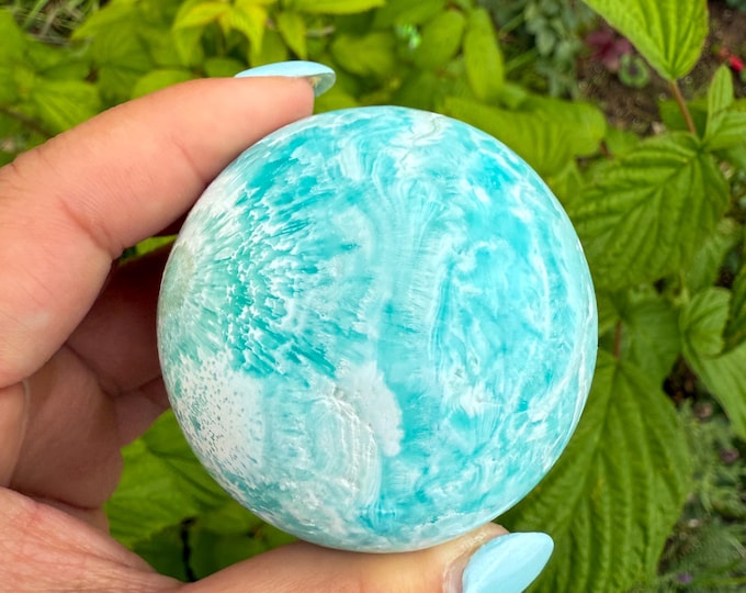 Blue aragonite crystal sphere healing crystal home decor