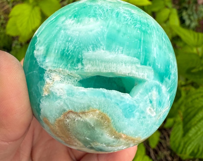 Blue aragonite crystal sphere healing crystal home decor