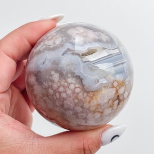 Flower agate crystal sphere|cherry blossom agate home decoration | flower agate specimen | healing crystal | birthday gift|anniversary gift